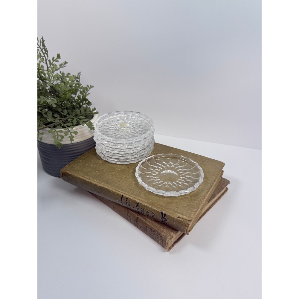 Val Saint Lambert Crystal Coasters Set of 6 Etched Signature